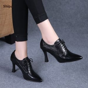 SHIPAILUO | Spring 2025 Womens Soft Leather Pointed Toe High Heels Thin Heel Shoes Deep Mouth Genuine Leather Single Shoes Casual Style