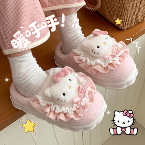 Kitty Cat Cotton Slippers Womens Winter New Indoor Home Anti-slip Thick Bottom Warm Plush Slippers Cute Cartoon Style Home Shoes
