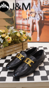 Joy&Mario Women's Black Leather Loafers: Stylish & Comfortable Flat Shoes