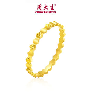 CTS 18K Gold Honeycomb Ring Women Korean Finger Wedding Ring CHOW TAI SENG 周大生 K0AC0153Y
