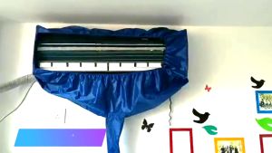 Professional Air Conditioner Cleaning Cover with Drain Outlet Waterproof Dust Clean Home Protector Cleaner Bags