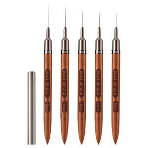 1/5PCS Wooden Nail Art Liner Brushes Painting Art Design Brush Set Nail Dotting Drawing Tool for Long Lines Thin Details