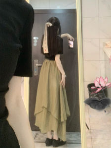 New Chinese Style High Waist Asymmetrical Short Sleeve Top And Skirt Two Piece Set Women Summer Outfit Fashionable Ensemble