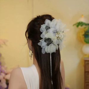 French Style Butterfly Net Hair Claw Womens Volume Enhancing Hair Accessories Shark Clamp Back Hair Styling Headwear