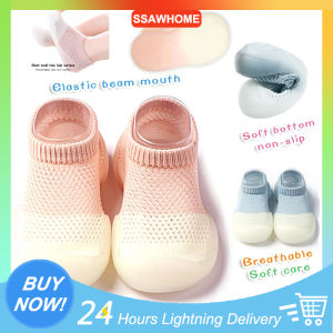 Summer Breathable Mesh Baby Walking Shoes For Children Silicone Anti-Skid Shoes For Children Lightweight And Soft Girls And Boys Floor Socks Indoor Slippers Light Home Shoes (Pink And White Panels)