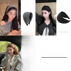 Womens Knitted Hairband High Cranial Wide Edge Flattering Face Small Puffy Hair Clip Headband Stylish Autumn Winter Hair Accessories