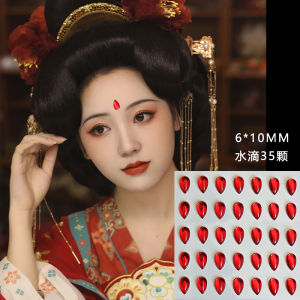 Traditional Chinese Flower Tiara Eyebrow Center Stickers Childrens Ancient Makeup Red Dot Girls Hanfu Under-Eye Tear Diamond