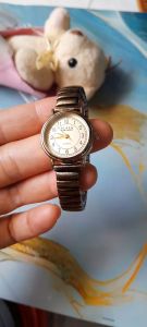 Đồng hồ nữ PLAZA size:24mm dây chun mặt tròn second hand si nhật- đã qua sử dụng