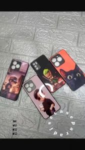 W51 Cute Anime Premium Hard Glass Case Oppo Reno 6 4G - ALL TYPE OPPO XIAOMI SAMSUNG POCO REALME VIVO - Soft Rubber Bumper - Custom Case