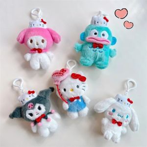 12 ซม.Kawaii Sanrio 50th Anniversary Series Hello Kitty Melody Kuromi พวงกุญแจจี้ตุ๊กตา Cinnamoroll อะนิเมะตุ๊กตากระเป๋าเป้สะพายหลังจี้แฟนรวบรวมของขวัญ