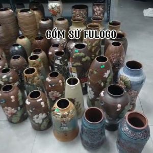 Bình chuông mộc 32cm bát tràng bình cắm cành gốm sứ fulogo