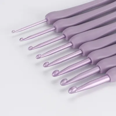 8 Cái Màu Tím Nhôm Nhẹ Bộ Móc Len 2.5-6.0mm Sợi Len Thủ Công Dụng Cụ Móc Len Chính
