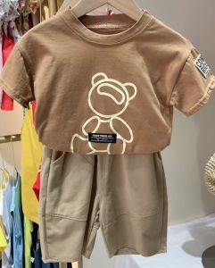 ชุดเซ็ตเสื้อแขนสั้นผ้าฝ้ายแฟชั่นสำหรับเด็ก เสื้อยืดเด็กน่ารักพร้อมกางเกงขาสั้นลำลอง Set 2 ชิ้น