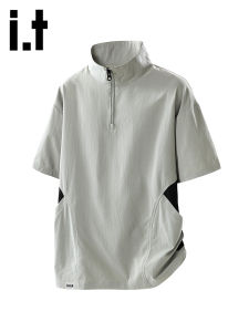 izzue | Summer Lightweight American Collar Half-Zip Dry-Fit T-Shirt