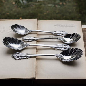 Louisiana Series Vỏ Lớp Ngoài Muỗng Tráng Miệng Hình Quạt Loại Muỗng Dưa Hấu Thép Không Gỉ 18/10 Vintage Phong Cách Pháp Đồ Ăn Nhà Bếp