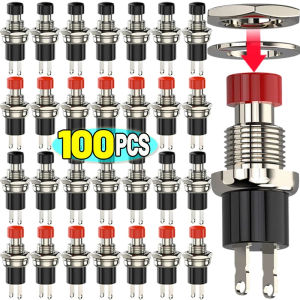 Dizoey 100/5Pcs Momentary Push Button Switch Mini Round 2 Pins Pre-Soldered Push Button Switch Self-reset Welding Foot Switch Socket Accessories