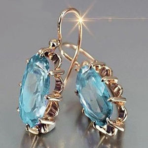 Huitan Fashion Contracted Design Colored Oval Cubic Zirconia Dangle Earrings Women Wedding Party Luxury Gold Color Ear Jewelry