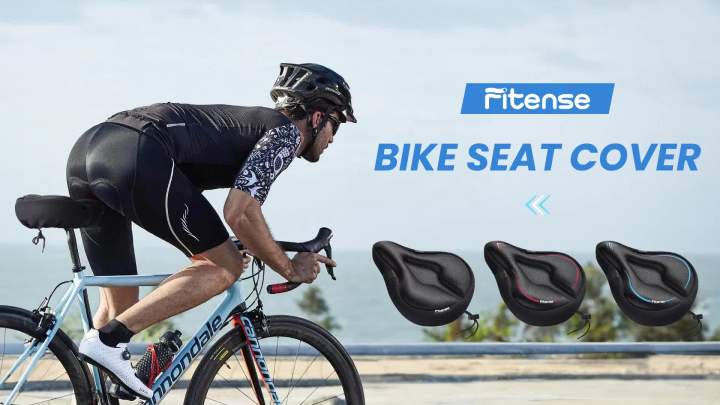 Bike Seat Cushion, Comfort Bike Seat Cover for Men Women, Exercise Bicycle Seat Cushion Padded Cover Compatible with Peloton, Mountain Stationary Bikes, Ou