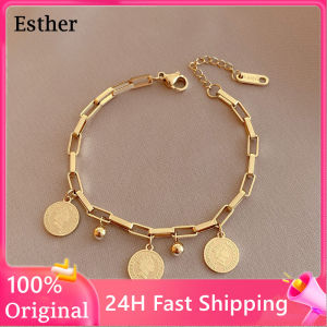 14k gold bracelet for women original Bangle Bracelet Accessories For Women fashion korean portrait Bracelet hip hop retro personality brand gold bracelet Long Chain Bangle Women Fashion Cuff Bracelets