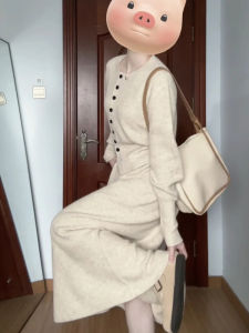 Bộ Váy Dài Hai Mảnh Phong Cách Lười Biếng Cho Nữ Mùa Thu 2025 Bộ Váy Dài Đến Đầu Gối Kiểu Pháp Thanh Lịch