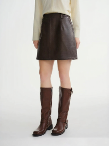 DUSHU | Stylish Black-Brown Plus Size A-Line High-Waist Skirt
