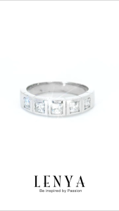 LENYA แหวน CZ จาก SWAROVSKI ดีไซน์เรียบหรู ใส่ติดนิ้วได้ทุกวัน ขนาด 3 มิล ตัวเรือนเงินแท้925 ชุบทองคำขาว