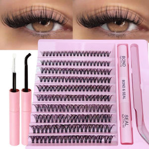 200 pieces of single cluster false eyelash set  faux mink fur eyelashes fluffy and natural mixed length 10-16mm
