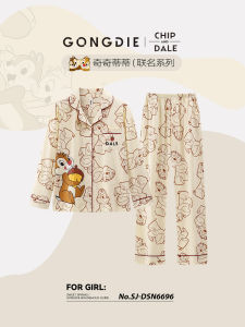 Đồ Ngủ Disney Cotton 100% Dài Tay Mùa Xuân Thu Dễ Thương Hoạt Hình Mặc Ở Nhà Có Thể Mặc Ngoài Trời Cho Nữ