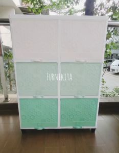 LEMARI PLASTIK CLUB FLIP SUSUN 4 DENGAN 8 RAK SERBAGUNA [CLBBOX]