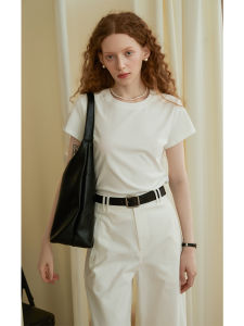 Basic Solid Color round Neck Short Sleeve T-Shirt Womens Summer New Style Inner Wear Layering Base Shirt Top Straight Tube