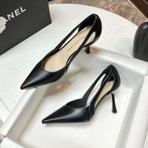 Korean Style Hollow out Side Single Shoes Fashionable Commuting High-End Sensation Pointed Toe Low Cut Thin Heel High Heels