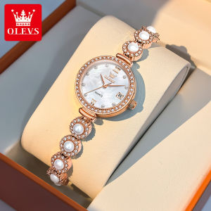 OLEVS 5635 Fashion Quartz Women Watch Gift Stainless Steel Watchband Round-dial Wristwatch Calendar
