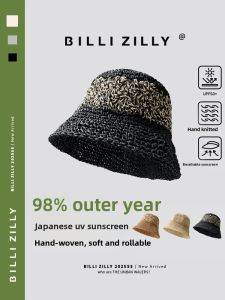 BILLI ZILLY | Womens Summer New Style Breathable Hollow Out Fishing Hat Wide Brim Outdoor Sun Protection Straw Hat Casual Round Top Cap
