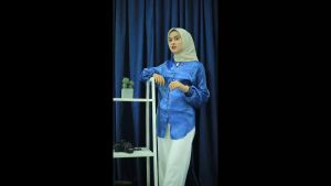 Hawa Shimmer Atasan Wanita Jumbo Motif Polos Lengan Kerut Size M L XL 2XL