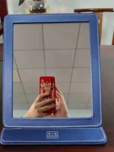 Folding High Definition Jewelry Store Mirror Gold Shop Counter Special Makeup Mirror Bridal Follow-Up Mirror PU Frame Simple Style