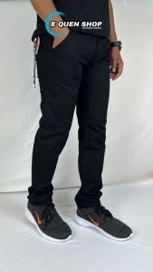 FIFTEEN DENIM Celana Chino Panjang Pria Slimfit Warna Hitam Pekat
