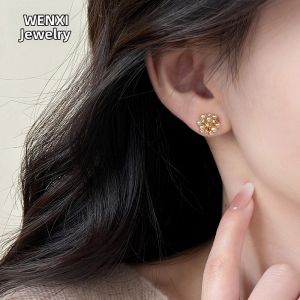 WENXI | Champagne Beaded Pearl Earrings for Summer