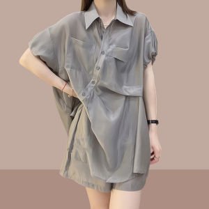 Fashionable Short Sleeve Short Pants Two-Piece Set Summer New Style Age-Defying Polyester Fiber Casual Wear for Women