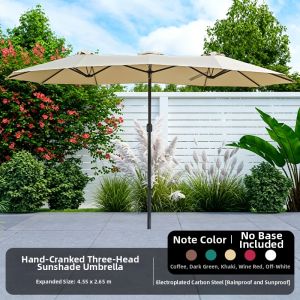 MEIDIHUAFU | Outdoor Three-Headed Central Pillar Sun Umbrella