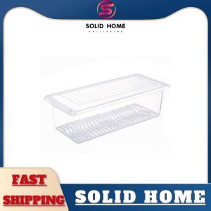 SOLID HOME Kitchen Rectangular Refrigerator Drainage Storage Box Plastic Fruit Box Food Sealed Frozen Storage