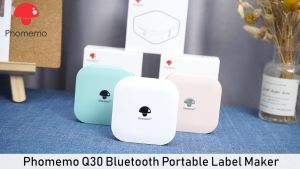 Phomemo Q30 Label Maker Wireless Mini Thermal Printer Portable Adhesive Sticker Barcode Labeling Machine for School Home Office Christmas Gift