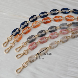 New Fashion Woman Handbag Accessory Amber Acrylic Resin Chains Luxury Cross body Bag Alloy Strap Women Shoulder Clutch Handle Chain