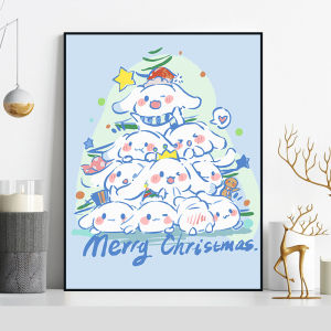 Cartoon Christmas Tree Numbered Oil Painting DIY Handmade Healing Gift Acrylic Decorative Coloring Painting Home Decoration