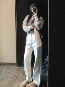 High Waist Wide Leg Jeans Womens Extra Long Version 175cm Tall Ultra Long Straight Casual Loose Floor-Length Spring Summer