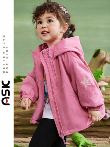 Ask Junior | Star Cuff Casual Hooded Hiking Jacket for Girls Spring Autumn