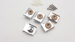 Mirror Mount Clips 4pcs Frameless Bathroom Durable  Mirror Glass Wall Mounting Fixing Kit