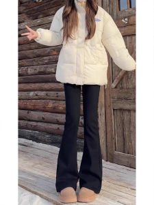 กางเกงยีนส์ทรงขาบานเอวสูงผ้ากำมะหยี่ทรงหลวมสำหรับผู้หญิง กางเกงขายาวทรงขาบานทรงลำลอง ฤดูใบไม้ร่วง 2024 กางเกงยีนส์ผู้หญิง