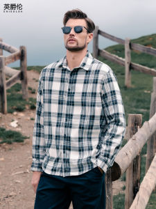 Enjeolon | Long Sleeve Plaid Mens Retro Flannel Shirt
