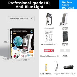 Kidzbro | Portable Professional Achromatic Microscope 150-330x