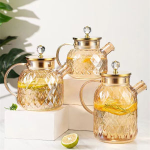Amber Borosilicate Glass Tea Pot Large Capacity